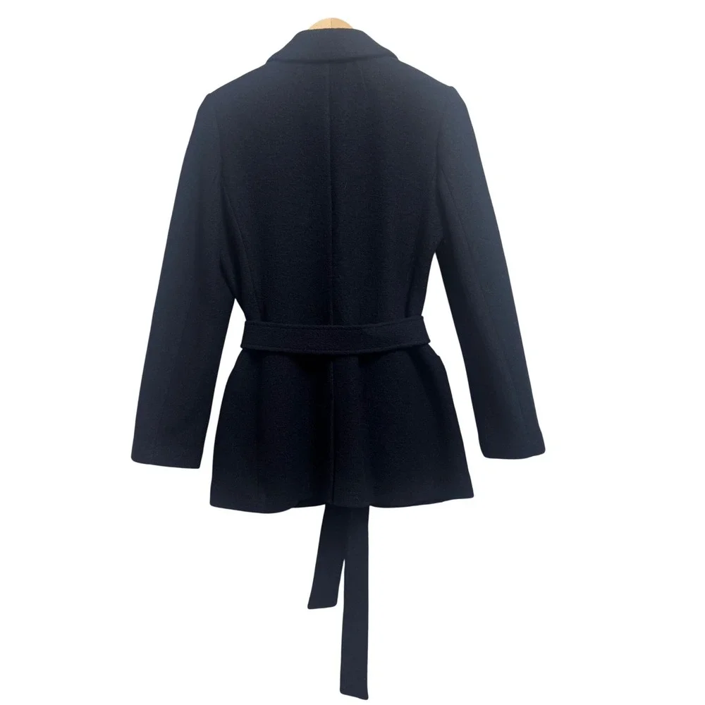 J.Crew Italian Boiled Wool Blazer Coat Womens 4 Navy New  Belted Jacket